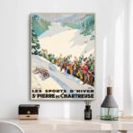 cartel vintage br deportes de invierno saint pierre de chartreuse