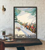cartel vintage br deportes de invierno saint pierre de chartreuse