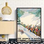 cartel vintage br deportes de invierno saint pierre de chartreuse