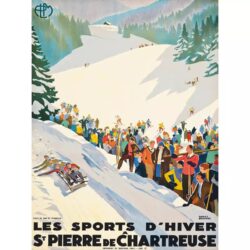 cartel vintage br deportes de invierno saint pierre de chartreuse