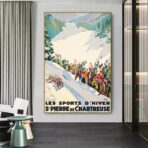 cartel vintage br deportes de invierno saint pierre de chartreuse