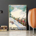 cartel vintage br deportes de invierno saint pierre de chartreuse