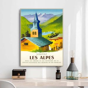 affiche vintage alpes