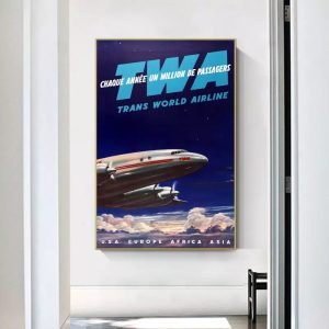 cartel de aerolinea vintage