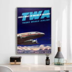 cartel de aerolinea vintage