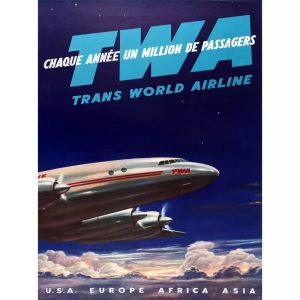 cartel de aerolinea vintage
