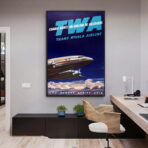 cartel de aerolinea vintage