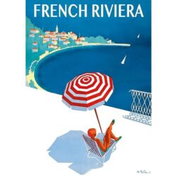 cartel vintage de la riviera francesa