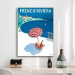 cartel vintage de la riviera francesa