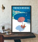 cartel vintage de la riviera francesa