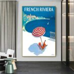 cartel vintage de la riviera francesa