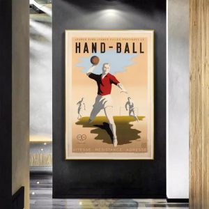 cartel vintage de balonmano