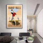 cartel vintage de balonmano
