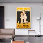 cartel vintage de barco pequeno