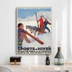 cartel de deportes de invierno vintage