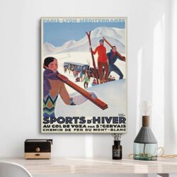 cartel de deportes de invierno vintage