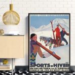 cartel de deportes de invierno vintage