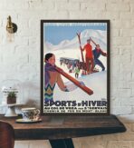 cartel de deportes de invierno vintage