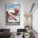 cartel de deportes de invierno vintage