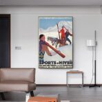 cartel de deportes de invierno vintage