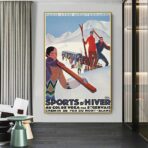 cartel de deportes de invierno vintage