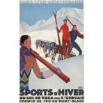 cartel de deportes de invierno vintage