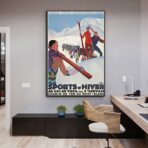 cartel de deportes de invierno vintage