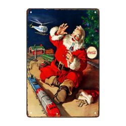 placa metal vintage santa coca cola trenito