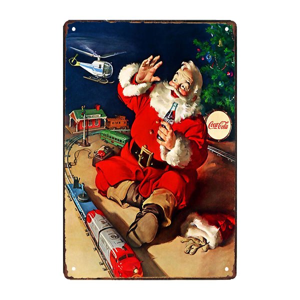 placa metal vintage santa coca cola trenito placa metal vintage santa coca cola trenito