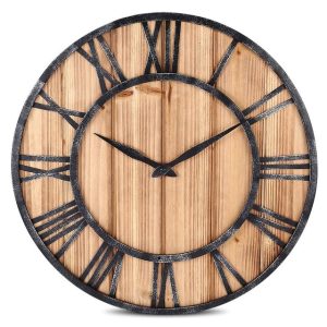 reloj industrial madera y metal