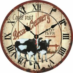 reloj de pared con patron de vaca