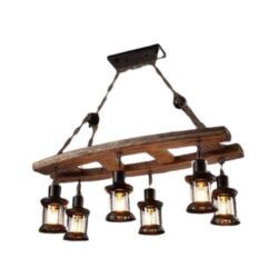 candelabro industrial madera y hierro