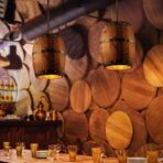candelabro barril madera
