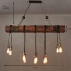lampara de madera industrial