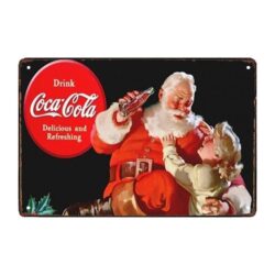 placa de metal vintage santa coca cola nieta