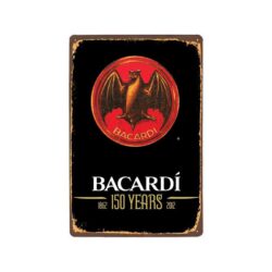 placa metal vintage bacardi 150 anos