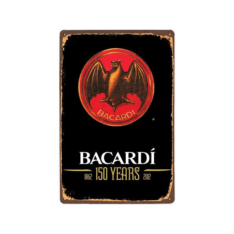 placa metal vintage bacardi 150 anos placa metal vintage bacardi 150 anos