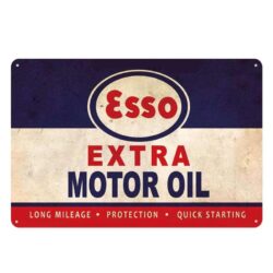 aceite de motor esso con placa de metal vintage