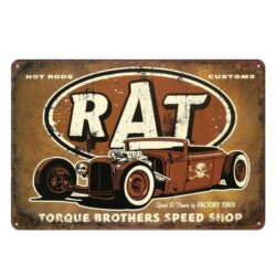 placa de metal vintage rat hot rod