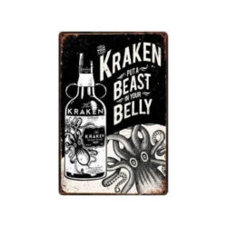 placa de metal kraken vintage