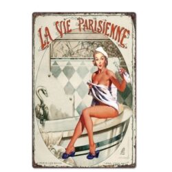 placa metal pin up anos 50