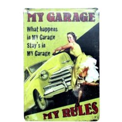 placa de garaje pin up de metal