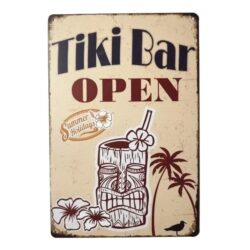 placa de barra tiki de metal
