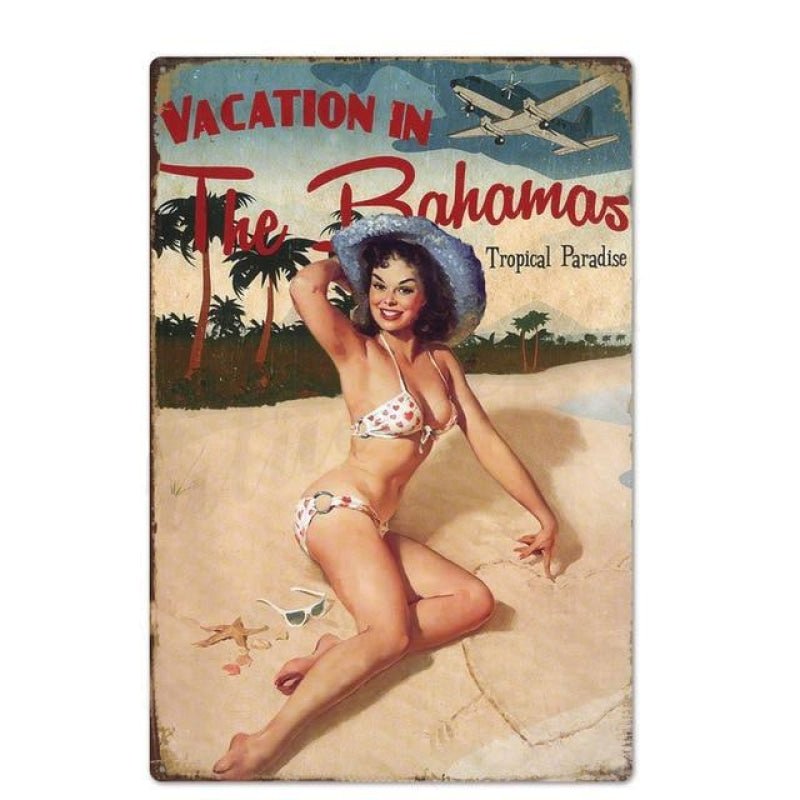 placa metal vintage bahamas pin up placa metal vintage bahamas pin up