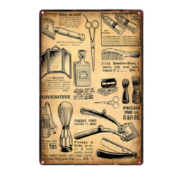 placa metal barbero vintage