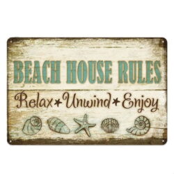 placa metal vintage casa de playa reglas