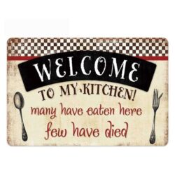 placa metal vintage bienvenido a mi cocina