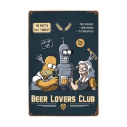 placa de metal cerveza vintage homer bender frijol