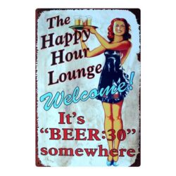 placa metal pin up cerveza vintage