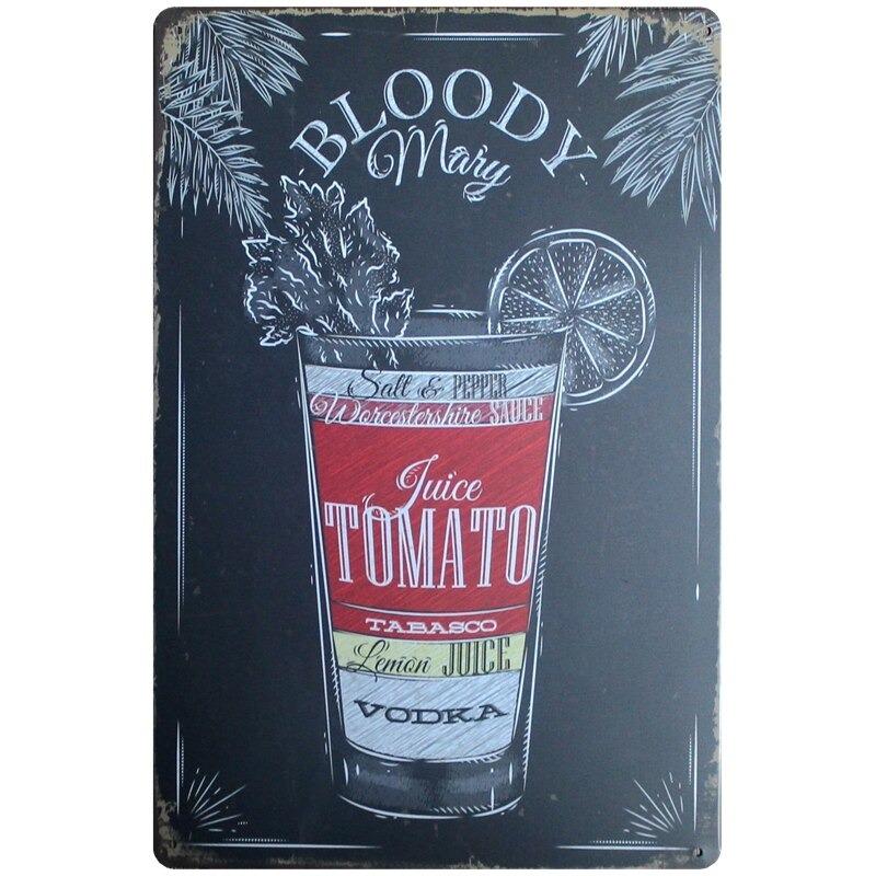 placa de metal bloody mary vintage placa de metal bloody mary vintage